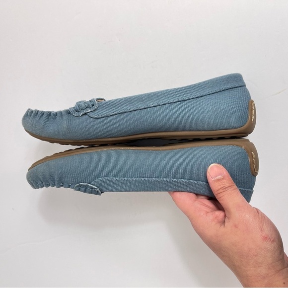 Lucky Brand Abeeku Blue Canvas Moccasin Driving Loafers w/ Metal Accent Size 7 - Picture 7 of 8